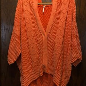 NEW Free People Oversized Cable Knit High Lo Snap Cardigan Sweatshirt Hoodie